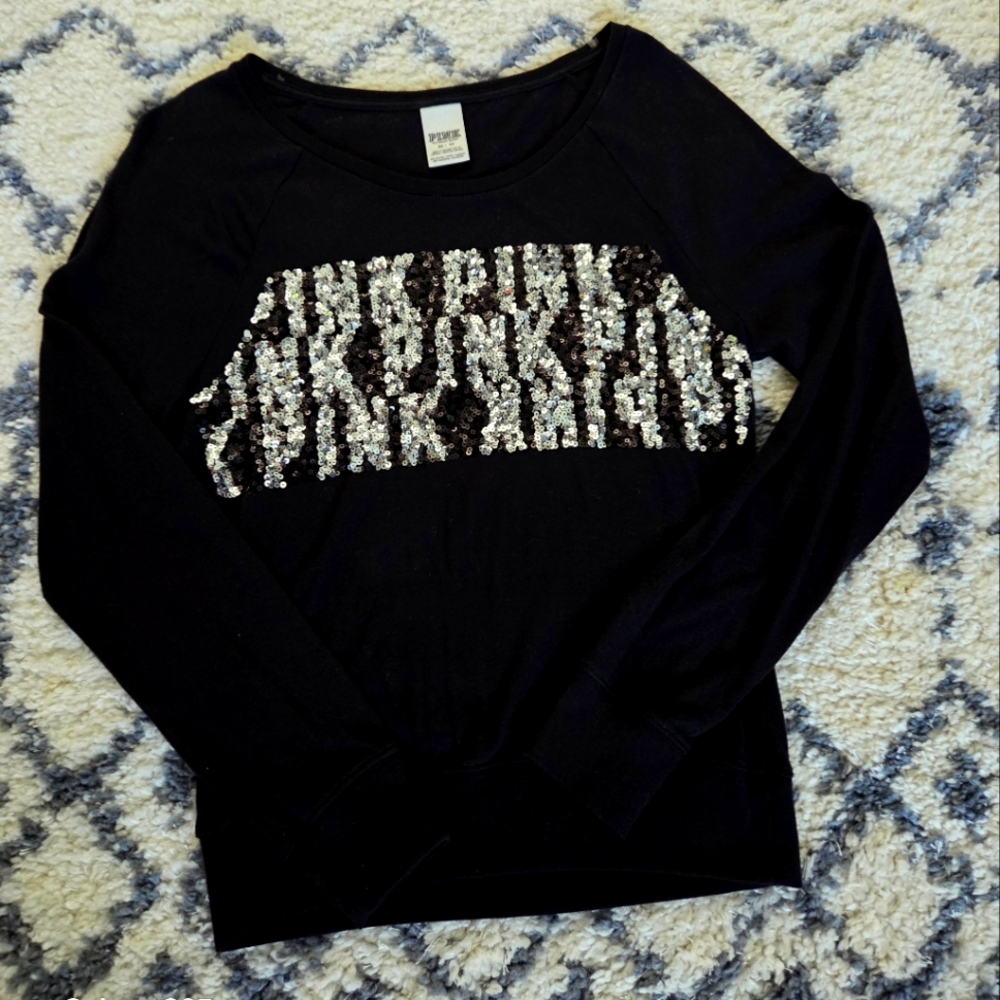 Victoria's Secret Black Sequin Long Sleeve Hoodie/ worn once!